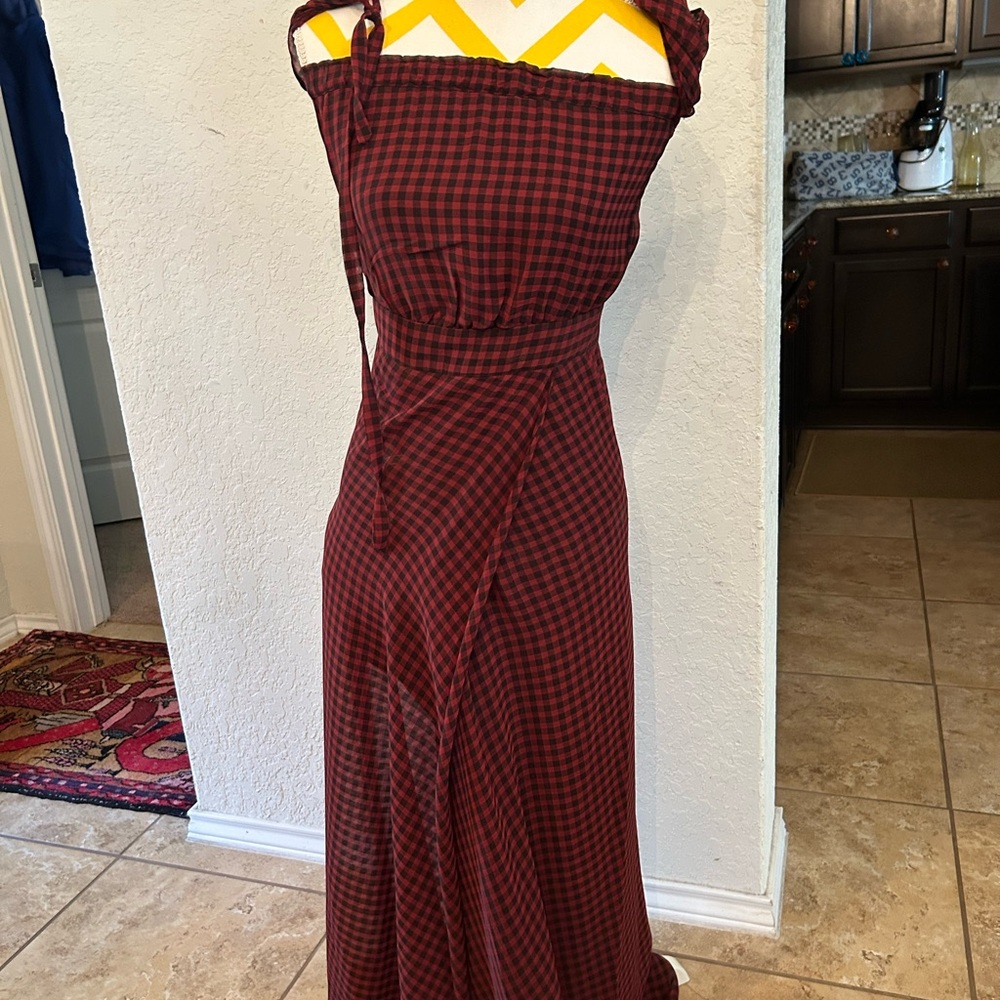 ❤️ Vici Red and Black Checkered Maxi Dress